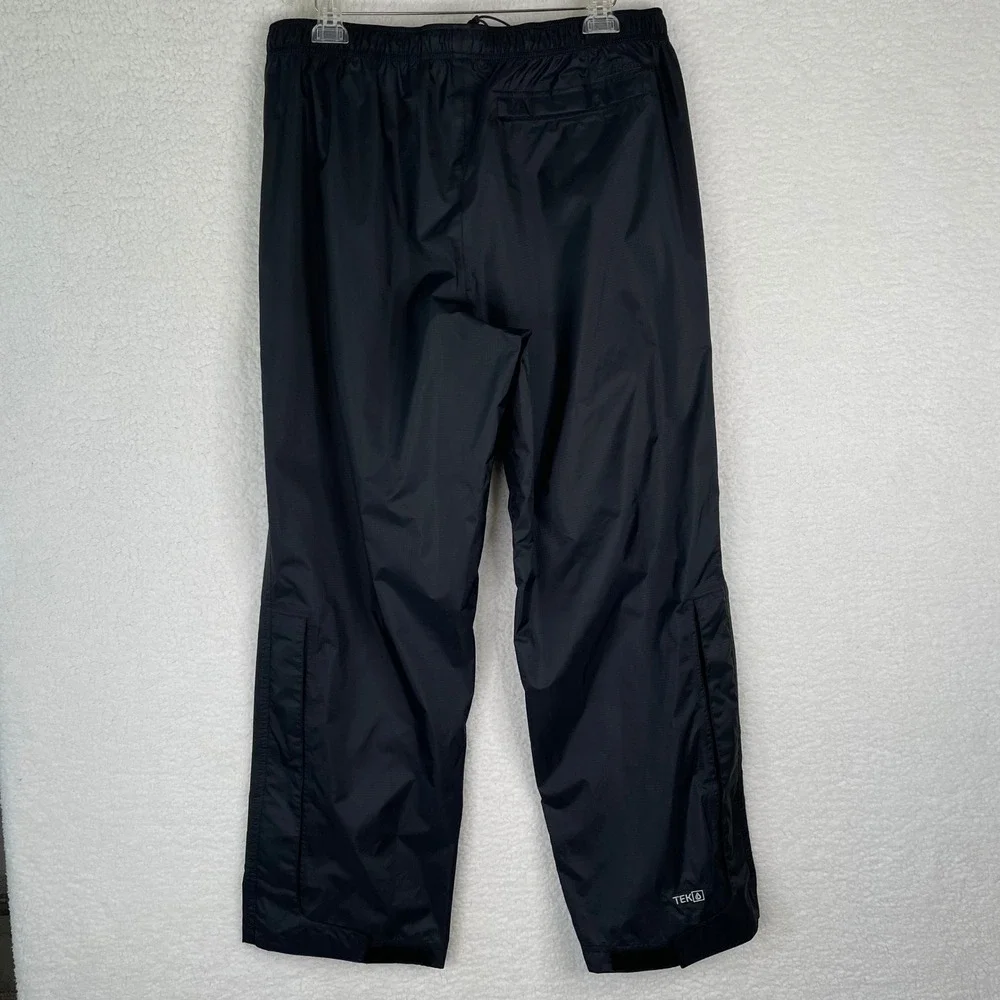 LL Bean  Black Ripstop Nylon Rain Pants L REG 268241 Elastic Waist Drawcord